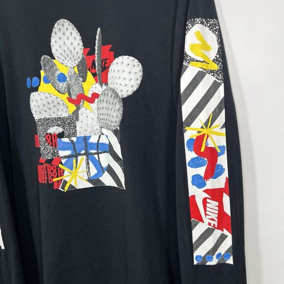 The Nike Tee Long Sleeve T Shirt Mens Size Large Black Cactus Graphic Sleeve Hit - Picture 6 of 12